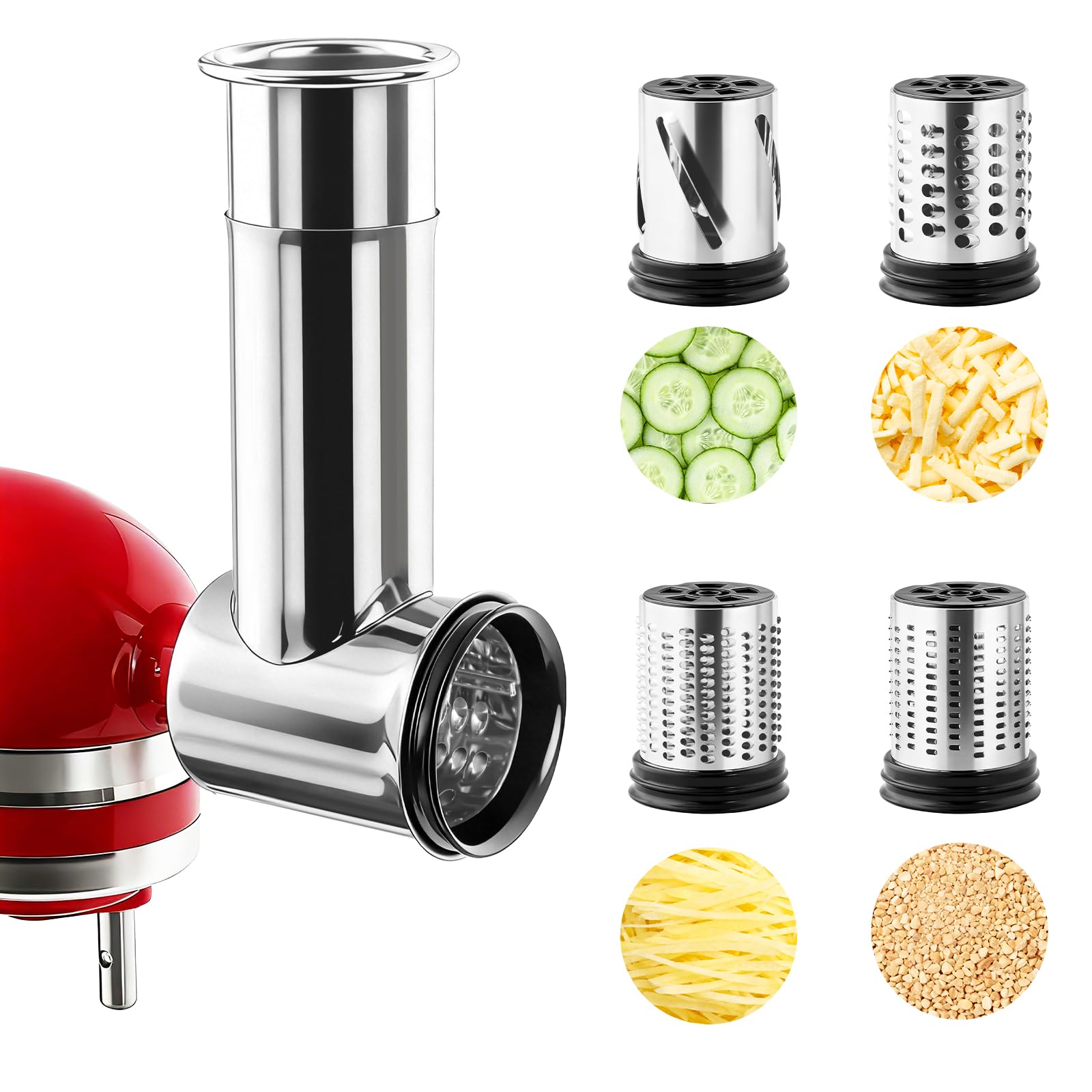 Kitchenaid Baking Set - キッチンエイドスタンドミキサー用ステンレス製スライサーシュレッダーチーズグレーターアタッチメント、サラダメーカー、パウダーミル、食器洗い機対応、3枚刃付き