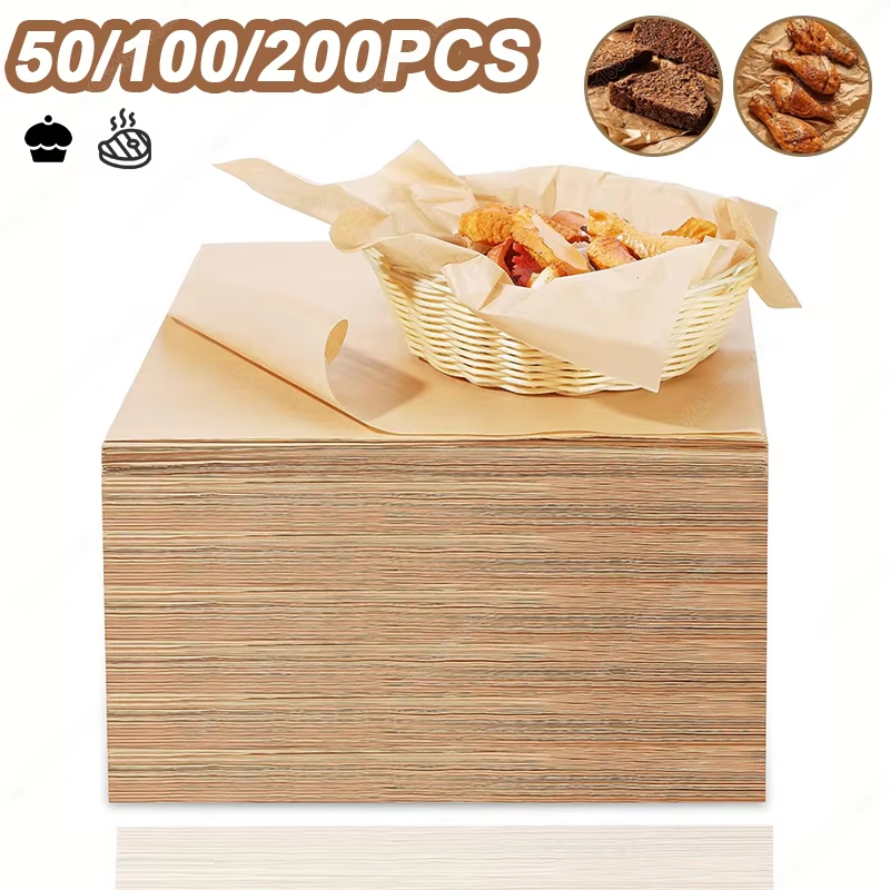 Kitchen Equipment For Baking - ベーキングペーパー,パーチメントシート,エアフライヤーグリル,長方形マット,パン,ケーキ,ベーキングパッド,キッチン,オーブン,50, 100, 200個
