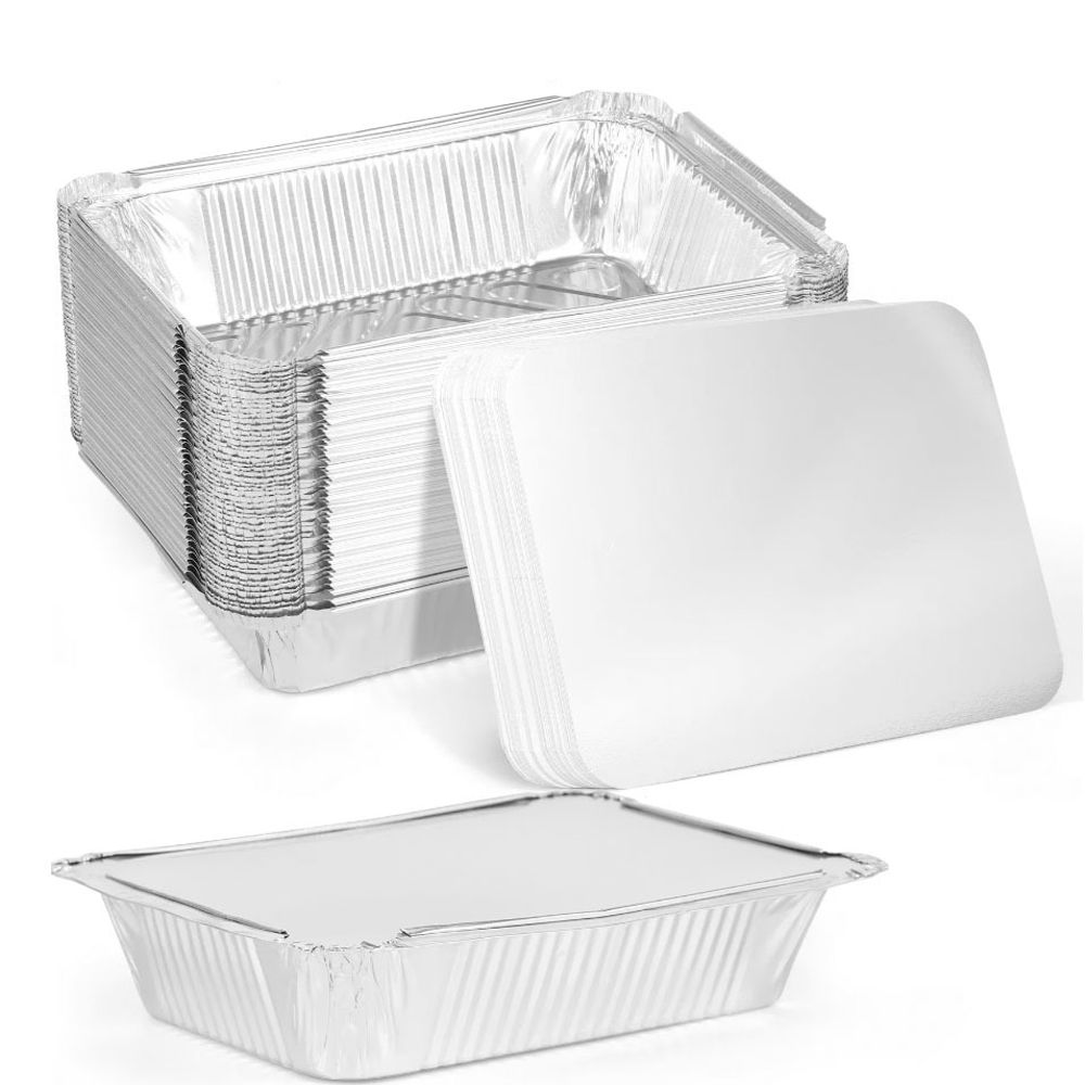 Kitchen Baking Tray - 10 個新蓋付きアルミ箔トレイ正方形ノンスティック箔食品容器調理キッチンツール使い捨てバーベキューボウルベーキング
