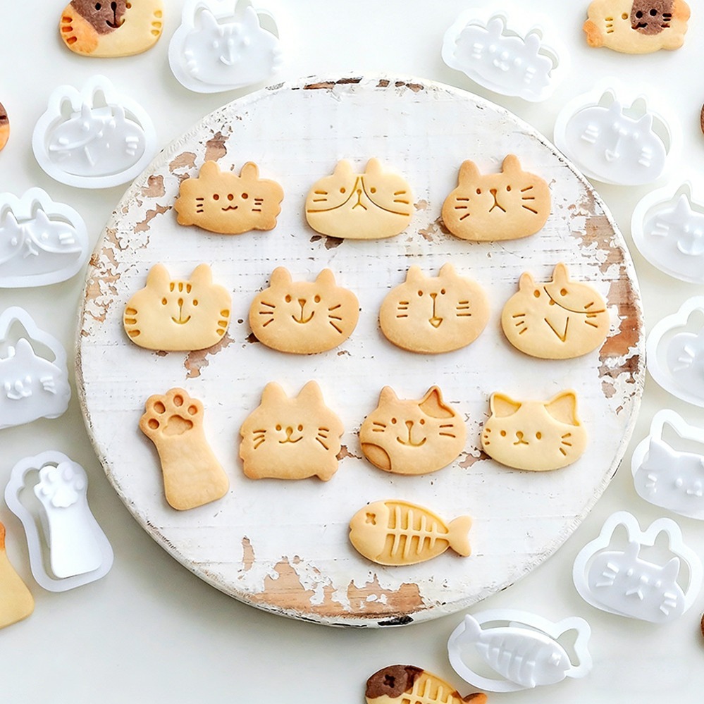 Kitchen Equipment For Baking - かわいい子猫DIYスタンプクッキーカッター焼き型ベーキングアクセサリーキッチンベーキング用