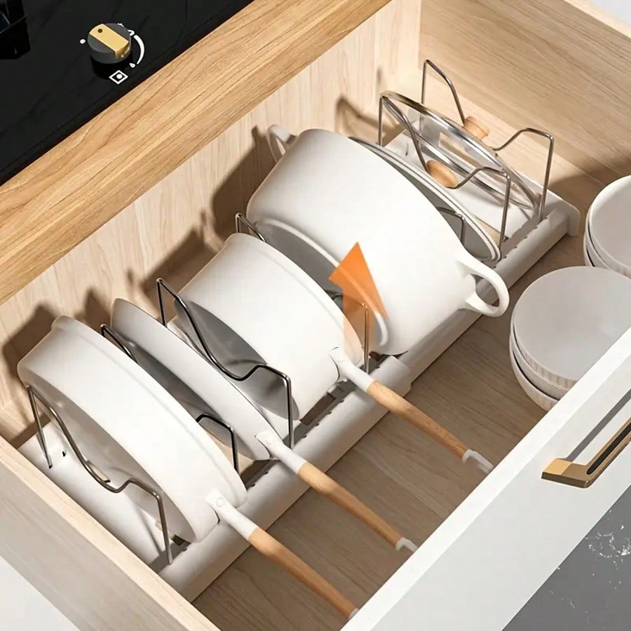 調整可能な仕切り収納ラック、拡張可能なキッチンキャビネットオ - Kitchen Cabinet Baking Organizer のレビューと価格