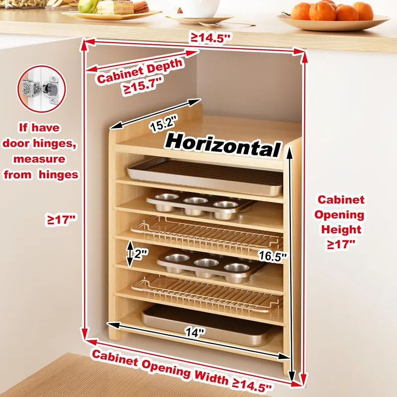 7段式の木製トレイ仕切り。キャビネット用、クッキー用、鍋やフ - Kitchen Cabinet Baking Organizer のレビューと価格