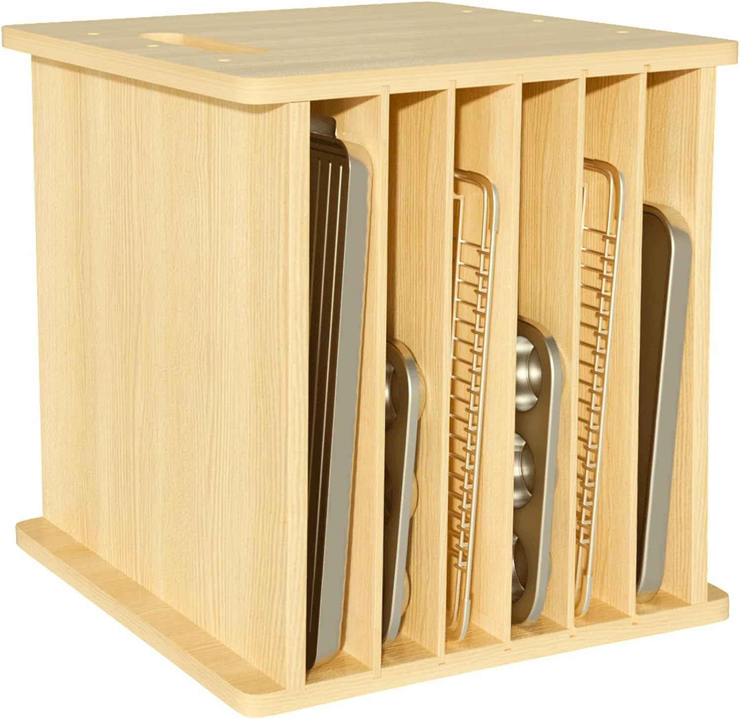 木製ベーキングトレイ仕切りオーガナイザー、縦型クッキーシート - Kitchen Cabinet Baking Organizer のレビューと価格