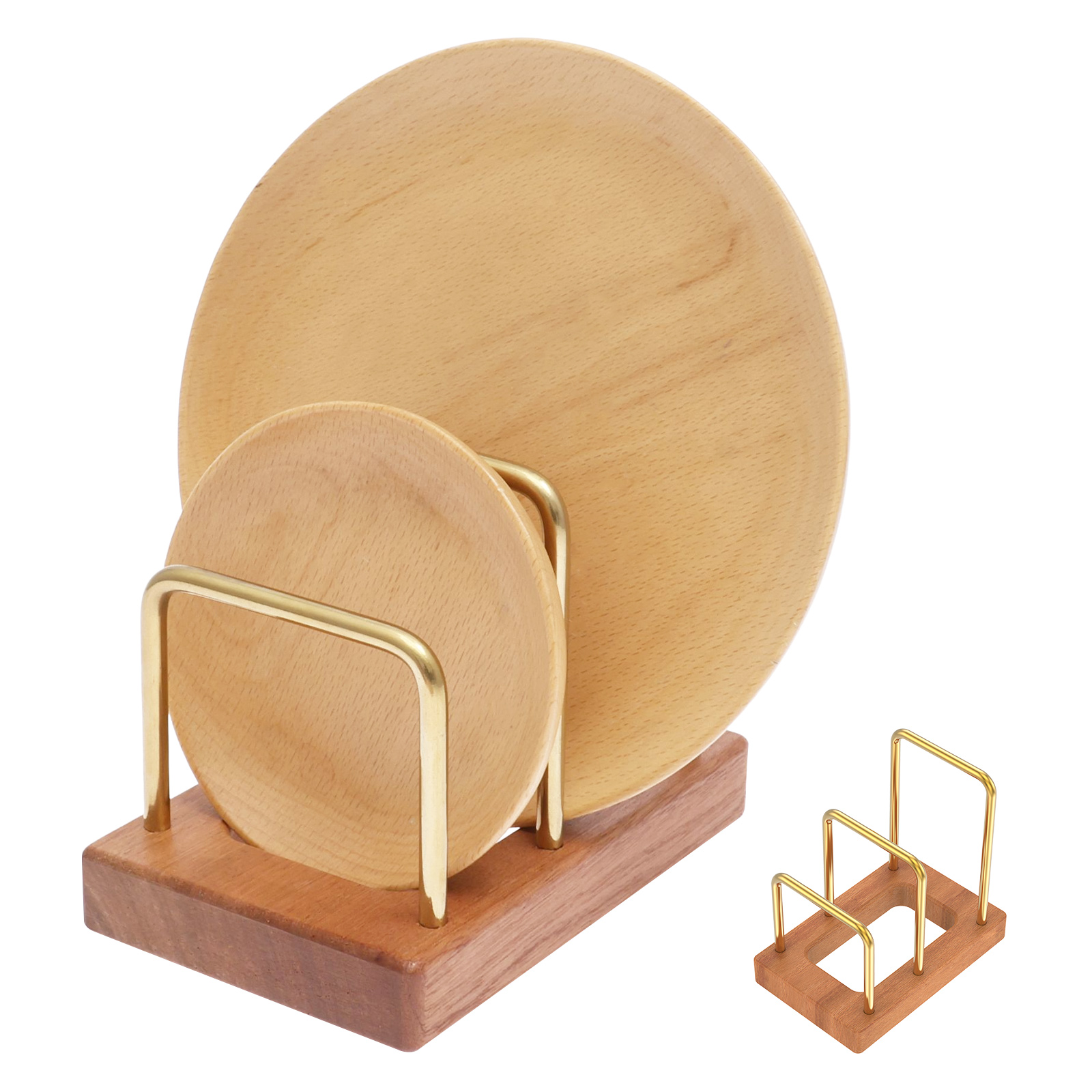 鍋蓋ラック まな板オーガナイザー 木製ベース ベーキングパン - Kitchen Cabinet Baking Organizer のレビューと価格