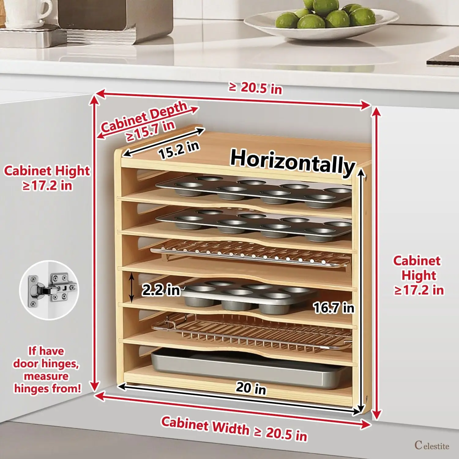 木製トレイ仕切り板（キャビネット用）、クッキーシートオーガナ - Kitchen Cabinet Baking Organizer のレビューと価格