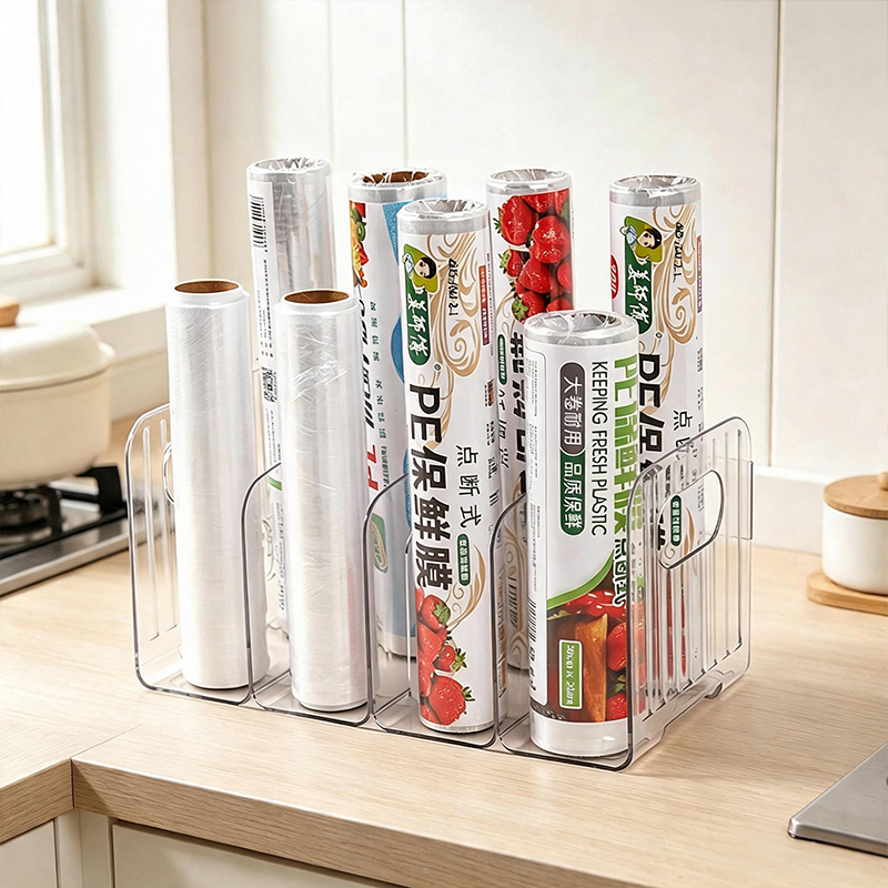 クリアマルチスロットキャビネット収納ホルダー、ラップ、アルミ - Kitchen Cabinet Baking Organizer のレビューと価格