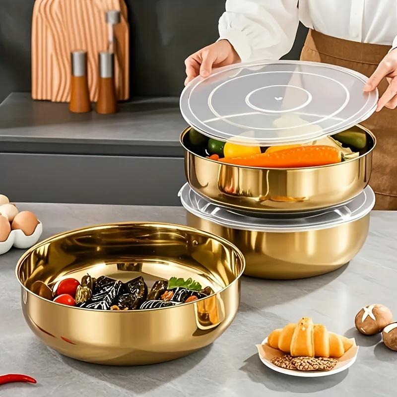 新しいステンレス製ミキシングボウル、蓋付き、頑丈で錆びにくい - Kitchen Equipment For Baking のレビューと価格