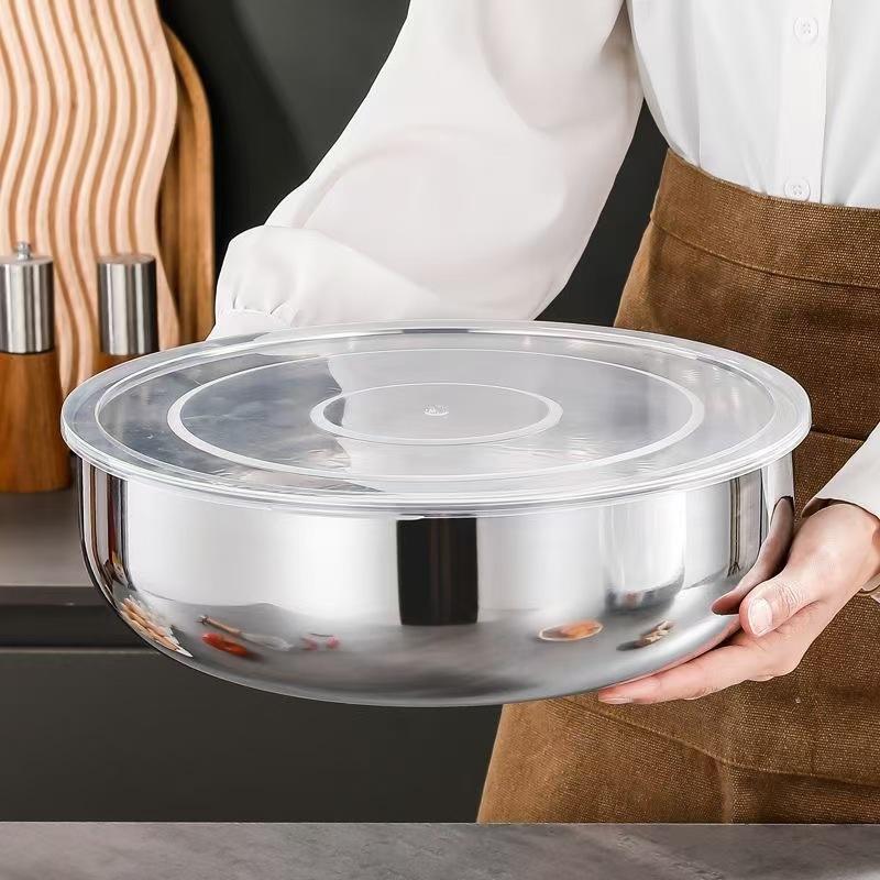新しいステンレス製ミキシングボウル、蓋付き、頑丈で錆びにくい - Kitchen Equipment For Baking のレビューと価格