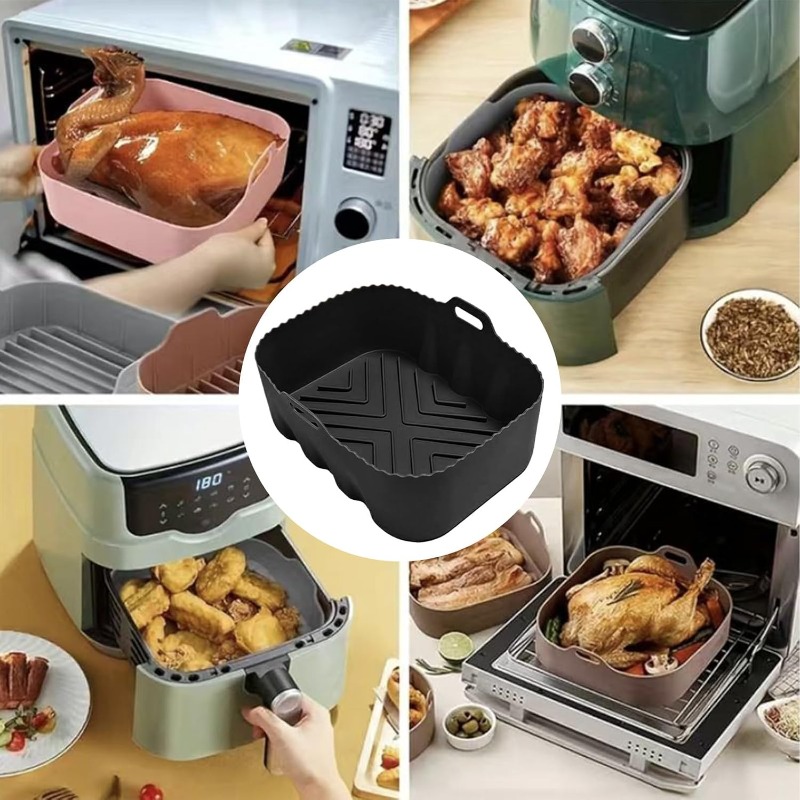 再利用可能なシリコンエアフライヤーライナー耐熱ノンスティック - Kitchen Baking Tray のレビューと価格